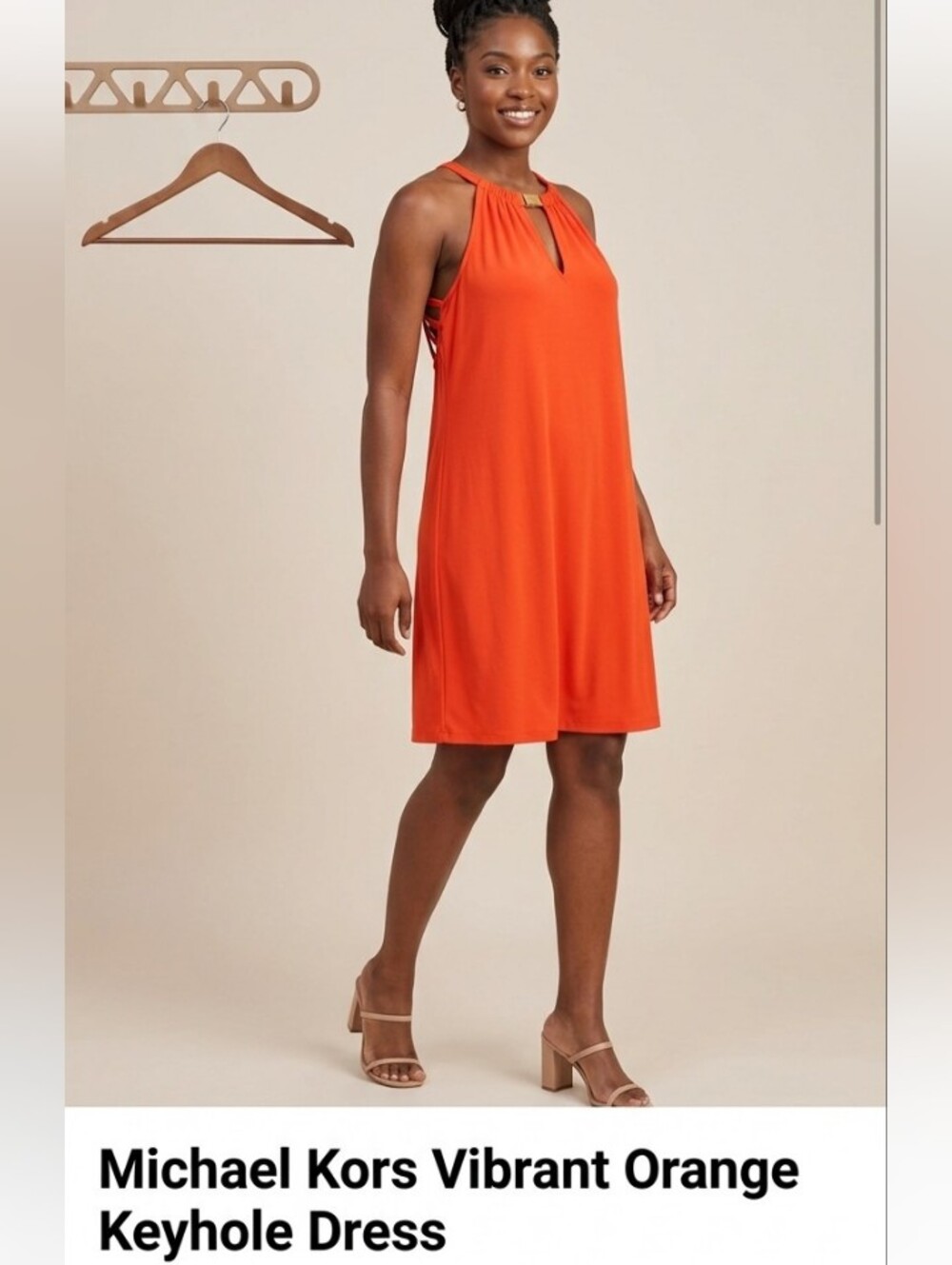 Michael Kors Red Orange Sleeveless Mini Dress